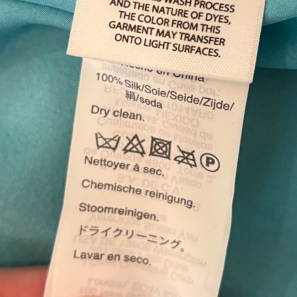 J Crew Collection Silk Blue Button Down Ruffled Blouse, Size 10 - Picture 8 of 9